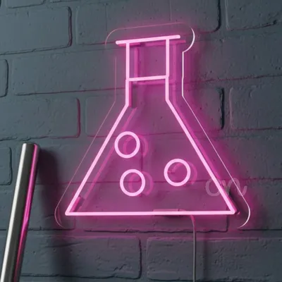 Custom Neon | Chemistry Flask LED Neon Sign for Science Lovers, Classrooms, Study Rooms, Laboratories, and Modern Decor | Durable Energy-Efficient Lighting Accent | 23x23 | Purple