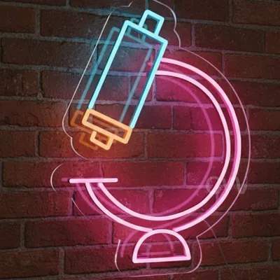 Custom Neon | Globe with Telescope LED Neon Sign | 24x18 | Pink Blue and Orange