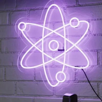 Atom Neon Sign | 24x22 in Purple LED Neon Light | Science Wall Decor for Classroom, Lab, Study, Bar, or Bedroom | Unique Atomic Symbol Light for Scientists, Teachers & STEM Enthusiasts