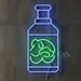 Custom Neon | Bottle with Brain LED Neon Sign | 24x12 in | Blue and Green 1