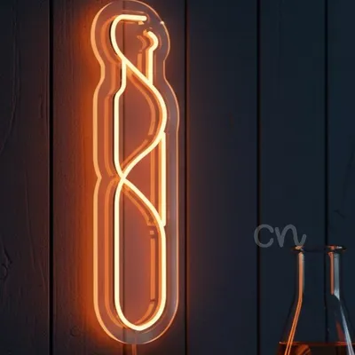 Custom Neon | Test Tube LED Neon Sign | Laboratory Science Inspired Orange Neon Wall Light | 24x5