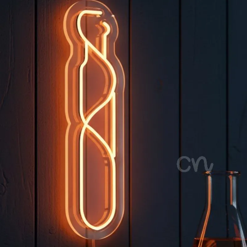 Custom Neon | Test Tube LED Neon Sign | Laboratory Science Inspired Orange Neon Wall Light | 24x5