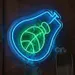 Custom Neon | Light Bulb with Globe LED Neon Sign | 24x24 in | Green and Blue 2