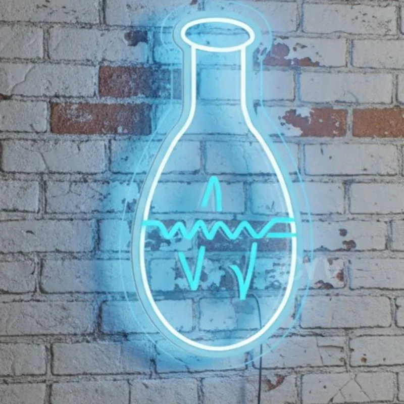 Custom Neon | Science Flask with Waveform Neon Sign | 24x12 in | Blue