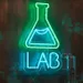Custom Neon | LAB Flask Neon Sign with Text | 24x14 in | Green and Blue 1