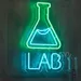 Custom Neon | LAB Flask Neon Sign with Text | Durable Energy-Efficient LED Wall Light for Classrooms, Bars, and Creative Spaces | 24x14 in | Green and Blue 2