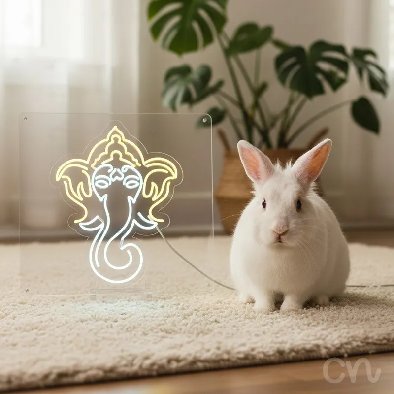 Custom Neon | Elephant with Crown Neon Sign | 30x24 Inches | Warm White Yellow