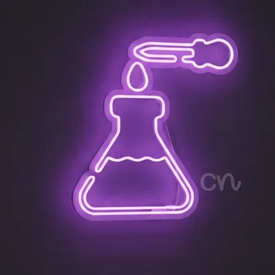 Custom Neon | Chemistry Flask with Dropper Neon Sign | 24x22 in | Purple