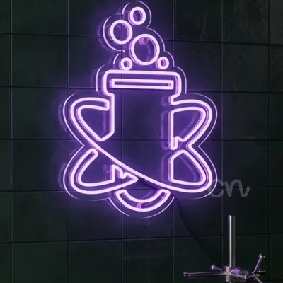 Custom Neon | Science Beaker with Bubbles Neon Sign | 24x18 in | Purple
