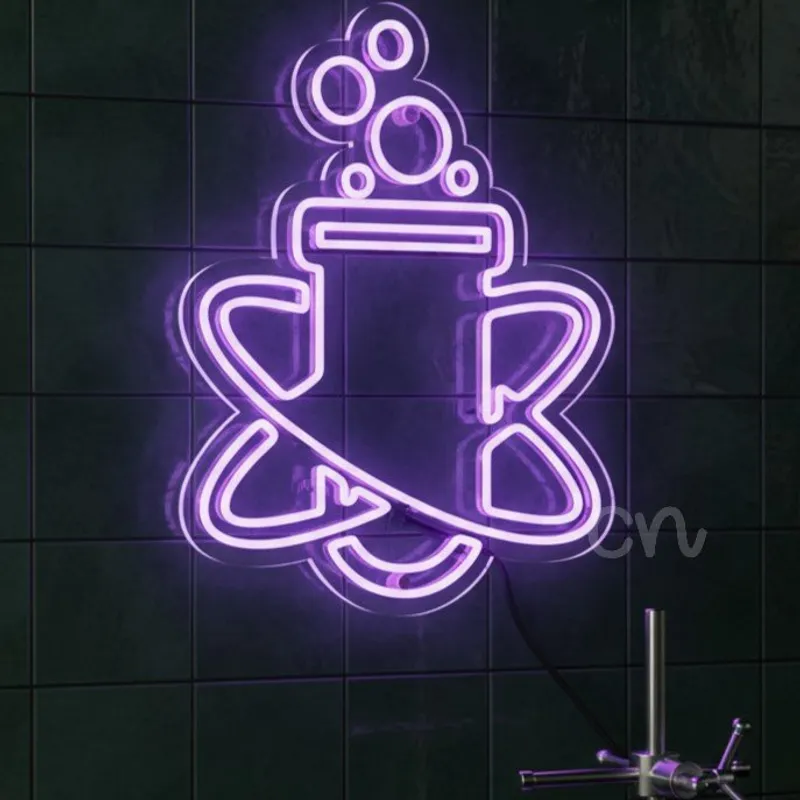 Custom Neon | Science Beaker with Bubbles Neon Sign | 24x18 in | Purple