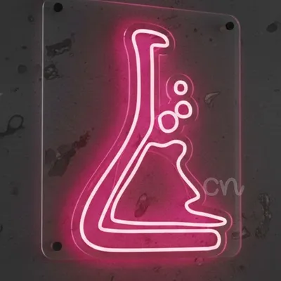 Custom Neon | Flask with Bubbles Neon Sign | 24x17 | Pink