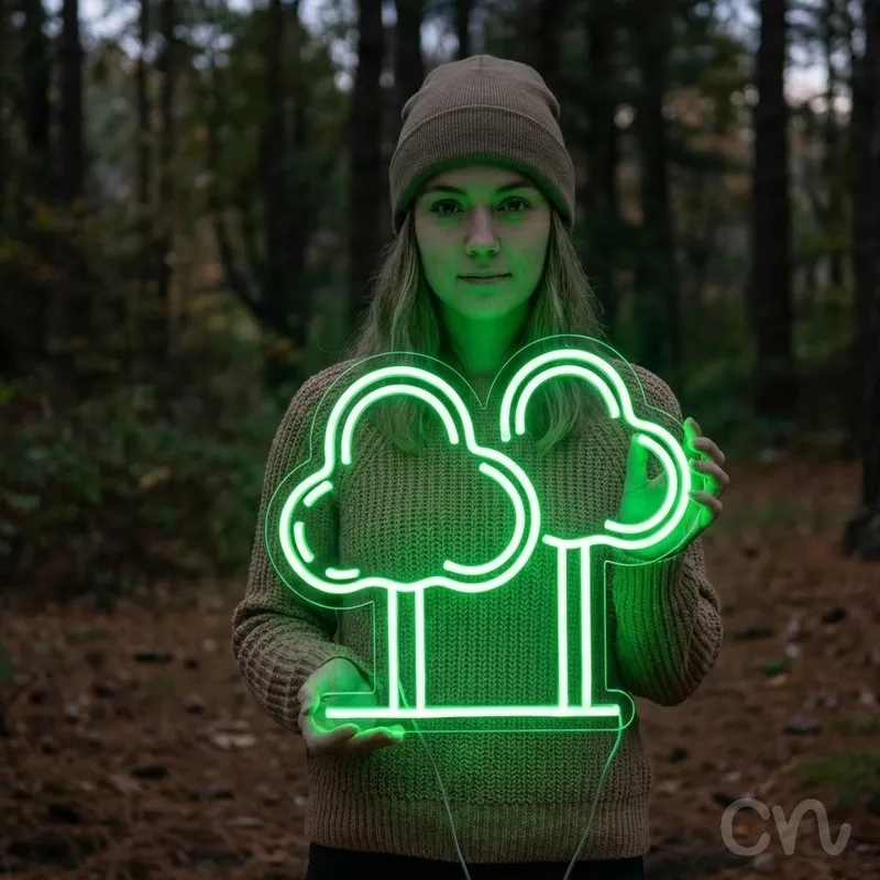 Custom Neon | Tree Design Neon Sign | 22x24 Inches | Neon Green Glow Perfect for Decor