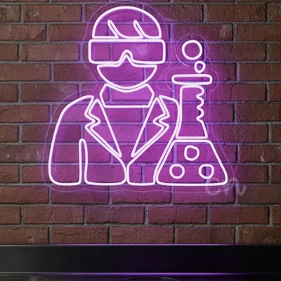 neon flex scientist sign plug in 30x30, scientist neon light india, plug in neon scientist logo,scientist wall decor, scientist neon sign no battery, led neon flex scientist board amazon