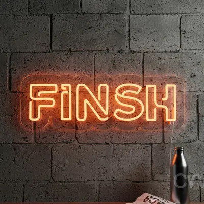 Custom Neon | Finsh Neon Sign | 8x23 | Orange Bright Glow for Home Decor and Parties