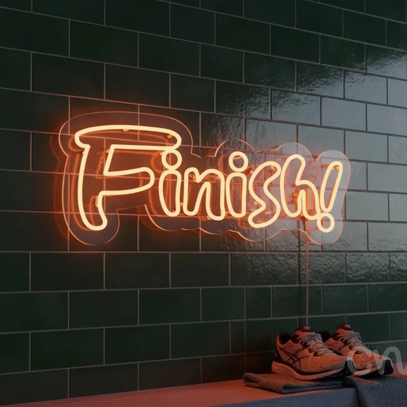 Custom Neon | Finish! Neon Sign | 10x24 Inches | Orange Neon Sign for Home Decor