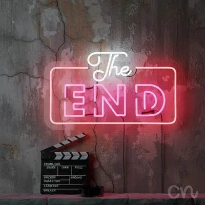 Custom Neon | The End Neon Sign | 14x23 | Hot Pink White Neon Sign for Wall Decor