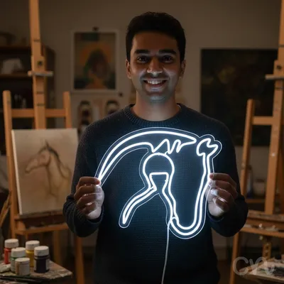 Custom Neon | Horse Head Neon Sign | 20x23.jp | White Neon Sign for Home Decor