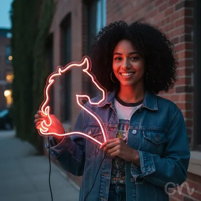 Custom Neon | Horse Head Neon Sign | 24x18 Inch | Hot Pink Bright Wall Decor