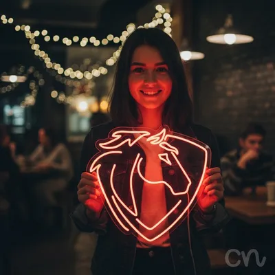 Custom Neon | Horse Head Neon Sign | 23x24 Inch | Red Neon Sign for Horse Lovers