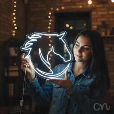 Custom Neon | Horse Head Neon Sign | 17x26 | Warm White