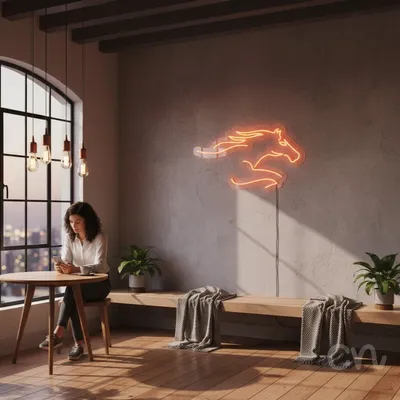 Custom Neon | Horse Head Neon Sign | 15x26 | Orange Neon Sign for Home Decor