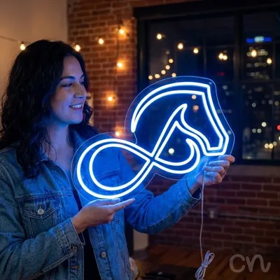 Custom Neon | Horse Head with Infinity Symbol Neon Sign | 19x24 Inch | Purple