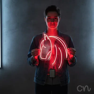 Custom Neon | Horse Head Neon Sign | 25x20 Inches | Red Neon Sign for Home Decor