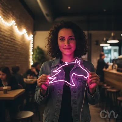 Custom Neon | Horse Head Neon Sign | 16x23 Inches | Hot Pink Bright LED Decor