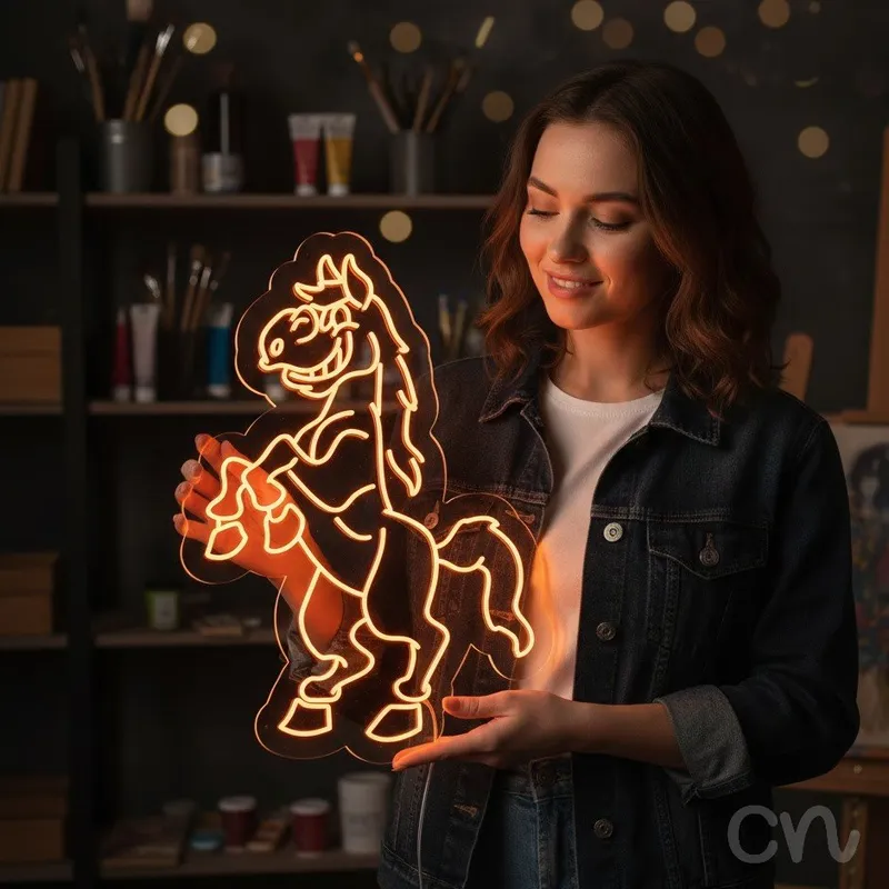 Custom Neon | Horse Design Neon Sign | 40x30.jp | Orange Color for Lounge Bar Decor