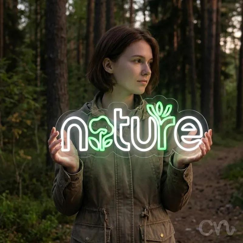 Custom Neon | Nature Neon Sign | 10x24 | Neon Green for Home Decor and Wall Art