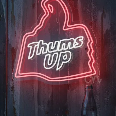 Custom Neon | Thums Up Logo Neon Sign | Premium LED Flex Light Plug-in Wall Art for Home, Bar, Cafe, Bedroom, Restaurant | Durable Battery-Free Retro Design Red Glow Display | 24x23