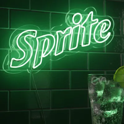 Custom Neon | Sprite Logo Neon Sign | LED Flex Light, Plug-in Wall Decor for Home, Bar, Cafe, Bedroom | Durable, Battery-Free, Vibrant Retro Design in White Glow | 18x30