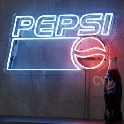 Neon Flex Pepsi Sign 22x24, Plug-in Neon Pepsi Light, Pepsi Logo Neon, Custom LED Pepsi Neon Board, Wall Mount Drink Neon Decor, Flexible Premium Plug-in Neon Sign for Home Bar