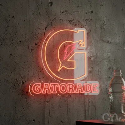 Custom Neon | Gatorade Neon Sign | 27x30.jp | Orange Pink Neon Sign for Sports Bar