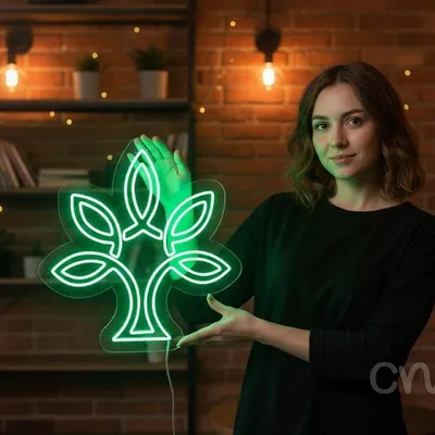 Custom Neon | Tree with Leaves Neon Sign | 24x23 | Neon Green