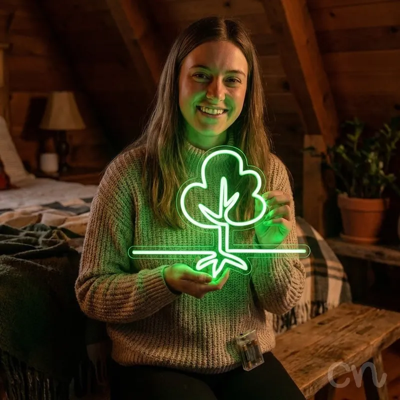 Custom Neon | Tree Design Neon Sign | 18x24 | Neon Green Sign for Home Decor