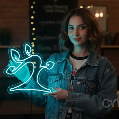 Custom Neon | Abstract Tree Neon Sign | 23x23 | Ice Blue | Modern Wall Decor