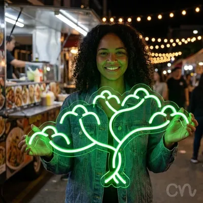 Custom Neon | Tree Design Neon Sign | 23x15 | Neon Green Light for Room Decor