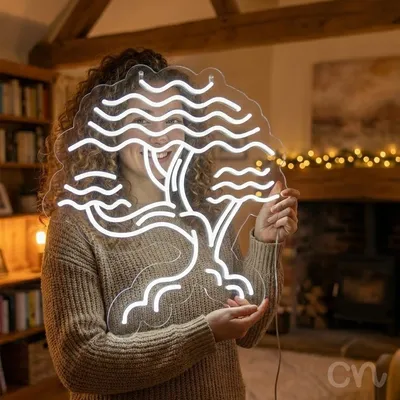 Custom Neon | Tree Design Neon Sign | 24x23 | Warm White | Bright Home Decor