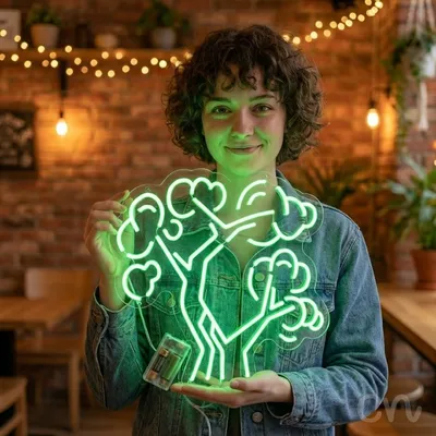 Custom Neon | Tree Design Neon Sign | 22x24 | Neon Green Light for Home Decor