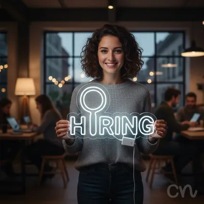 Custom Neon | Hiring Neon Sign | 15x24 Inches | White Neon Sign for Business