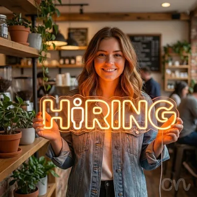 Custom Neon | Hiring Neon Sign Neon Sign | 7x24 Inches | Orange Bright Light