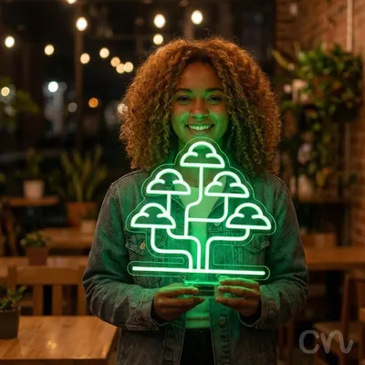Custom Neon | Abstract Tree Shape Neon Sign | 24x24 | Neon Green Light for Home Decor