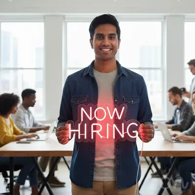 Custom Neon | Now Hiring Neon Sign | 11x24 | Hot Pink Light for Business Design