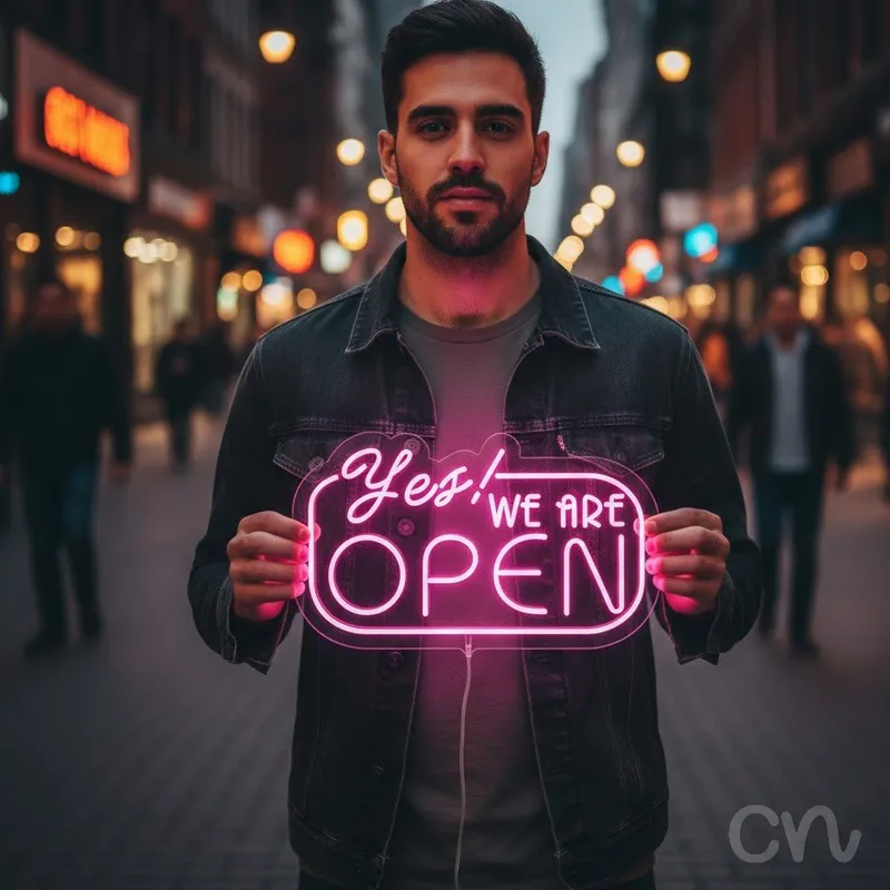 Custom Neon | Yes! We Are Open Neon Sign | 14x24 | Pink