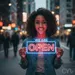 Custom Neon | We Are Open Neon Sign | 20x24 Inches | Blue Red Bright Neon Sign 1