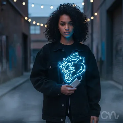 Custom Neon | Tiger Head Neon Sign | 26x25.jp | Ice Blue Neon Sign for Room Decor