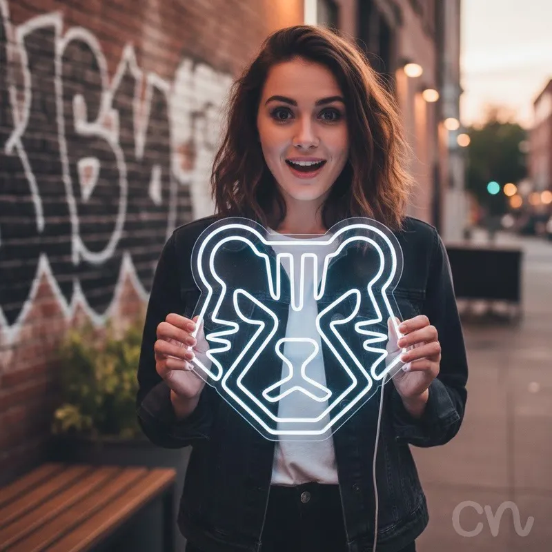 Custom Neon | Tiger Face Neon Sign | 23x24 Inches | Warm White Neon Sign