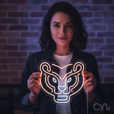 Custom Neon | Tiger Face Neon Sign | 22x24 Inches | Orange Neon Sign for Room Decor