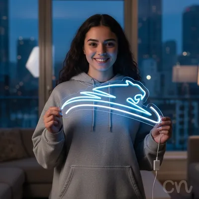 Custom Neon | Running Cheetah Neon Sign | 12x26 | Light Blue